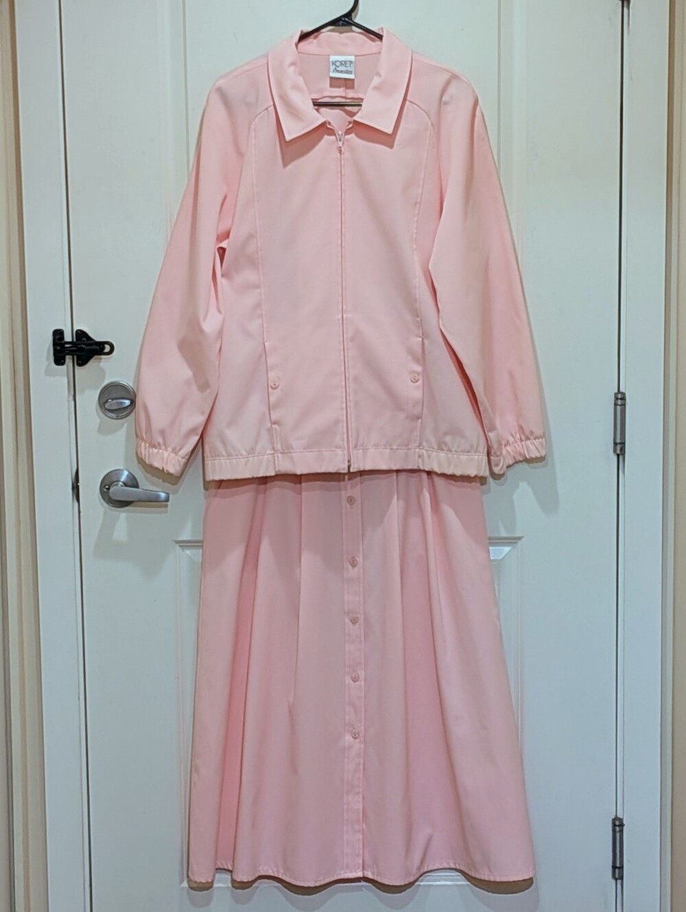 EUC 90s Koret Francisca 16 Baby Pink Retro Sporty Jacket and Skirt Set
